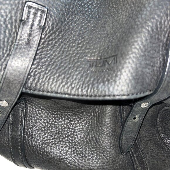 tumi black all weather leather back pack adventure travel
